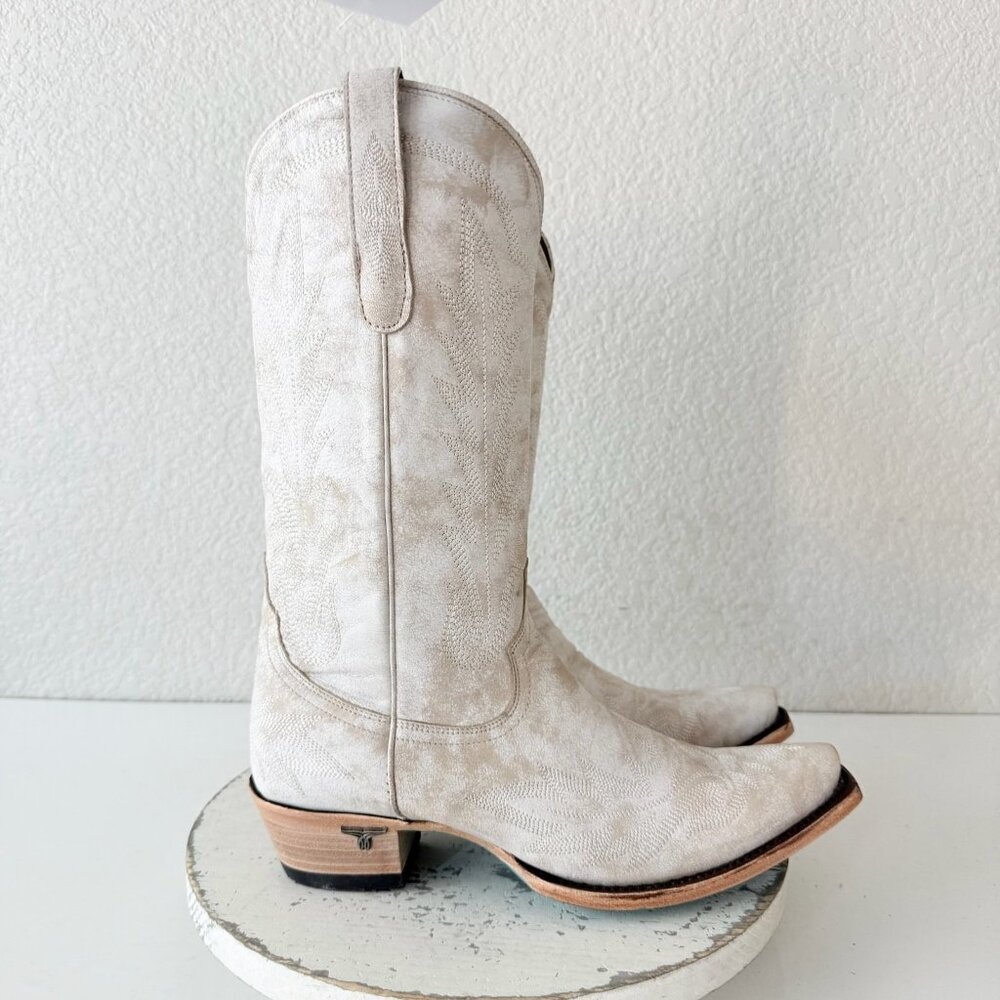 Lane Boots LEXINGTON White Cowboy Boots Womens Western Cowgirl Tall Snip Toe 10 - Picture 2 of 13